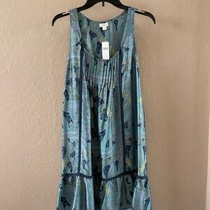 Blue Patterned Sleeveless Dress